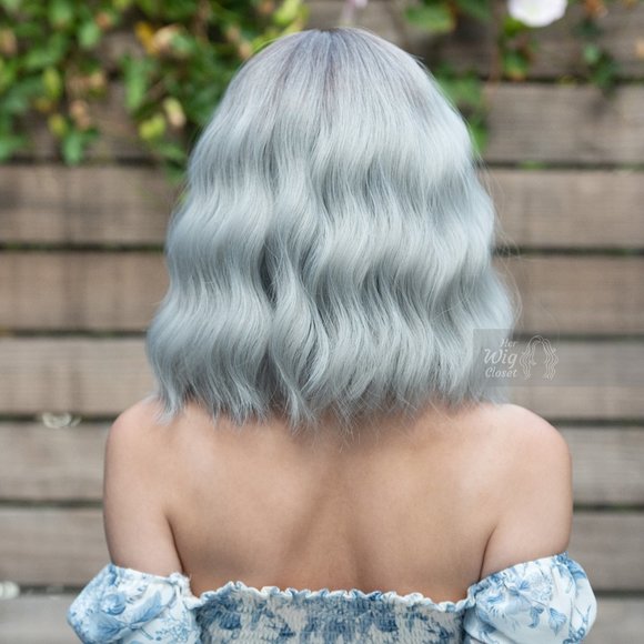 Dark Roots Silver Ombre Wavy Wig with Bangs | Mothers Day Gift | Ororo - Picture 5 of 9